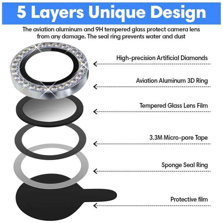 Kalebol Individual Camera Lens Diamond Ring Protector, For Tecno Camon 40 Pro 4G