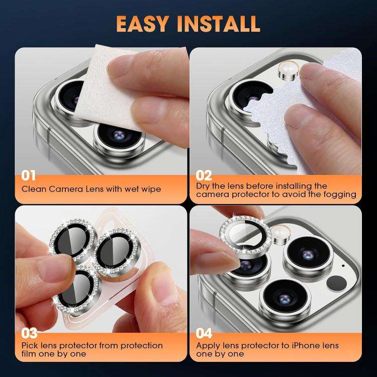 Kalebol Individual Camera Lens Diamond Ring Protector, For Xiaomi Poco M6 Pro