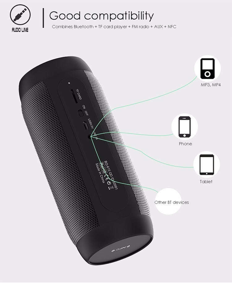 BQ615 PRO Colorful LED Wireless HiFi Stereo Speaker, Combines Bluetooth + TF card player + FM rad...