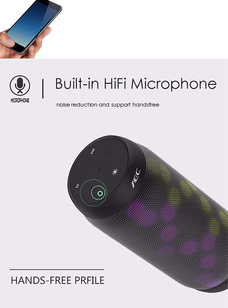 BQ615 PRO Colorful LED Wireless HiFi Stereo Speaker, Combines Bluetooth + TF card player + FM rad...