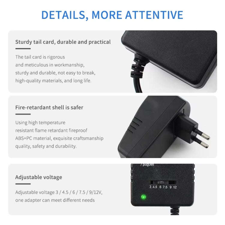 Voltage Adjustable universal power adapter 110 220V to 12V 3V 4.5V 6V 7.5V 9V AC DC adapter 3A Ma...