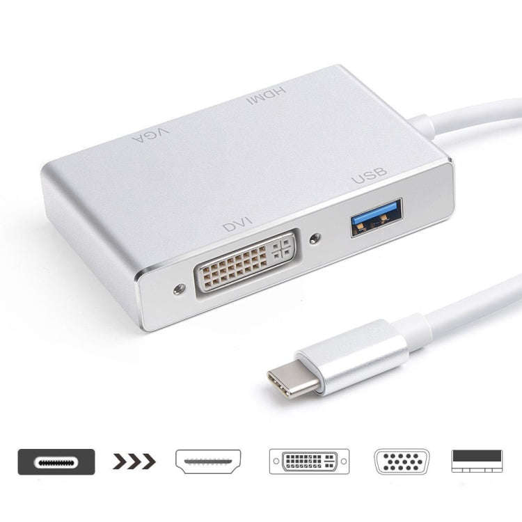 4 in 1 USB 3.1 USB C Type C to HDMI VGA DVI USB 3.0 Adapter Cable for Laptop Apple Macbook Google...