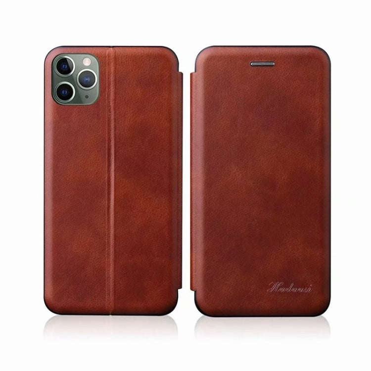 For iPhone 11 Pro Max TPU+PU Integrated Voltage Magnetic Card Holder Retro Leather Case, For iPho...