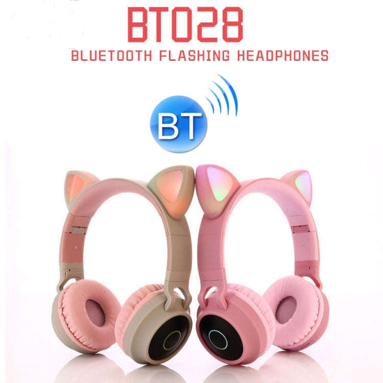 Cute Cat Ear Bluetooth 5.0 Headphones Foldable On-Ear Stereo Wireless Headset Headphone with Mic ...
