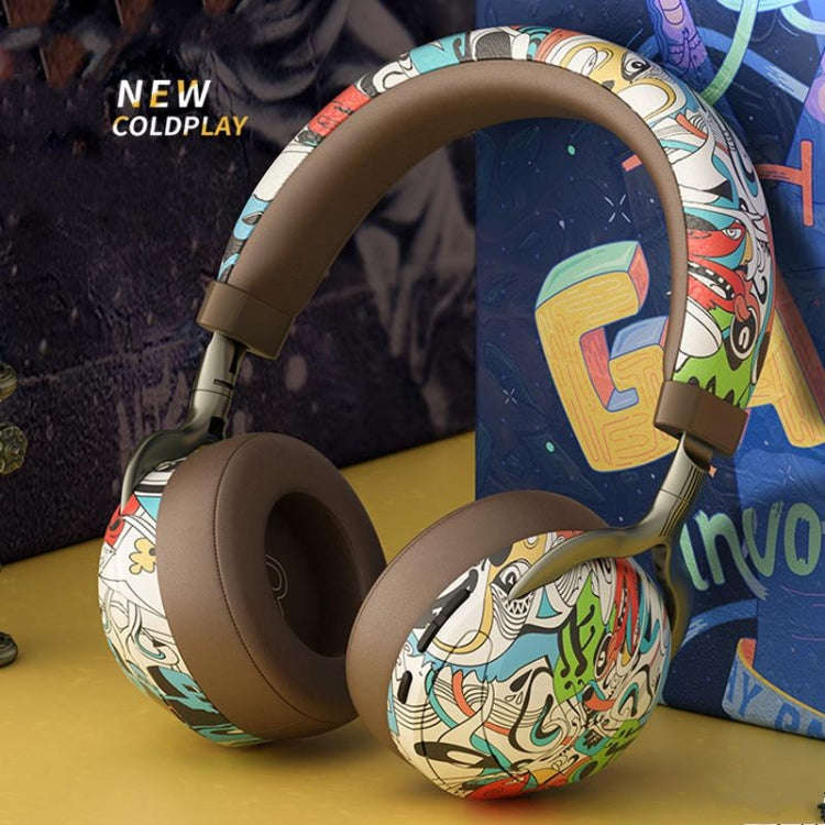 VJ086 Graffiti Headset Wireless Sports Bluetooth Headset Water Transfer Color Print Headset, Supp...