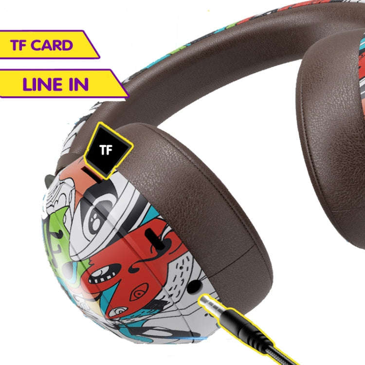 VJ086 Graffiti Headset Wireless Sports Bluetooth Headset Water Transfer Color Print Headset, Supp...