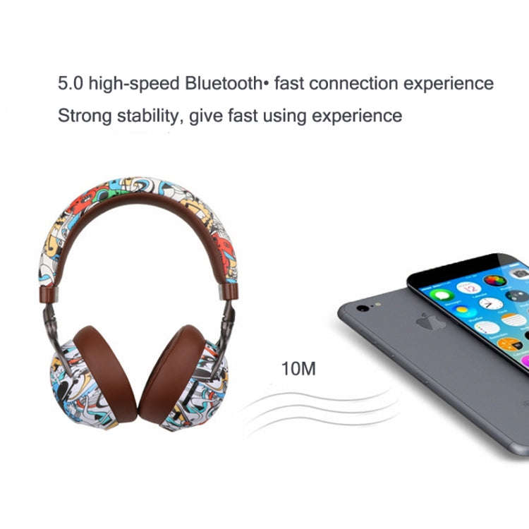 VJ086 Graffiti Headset Wireless Sports Bluetooth Headset Water Transfer Color Print Headset, Supp...