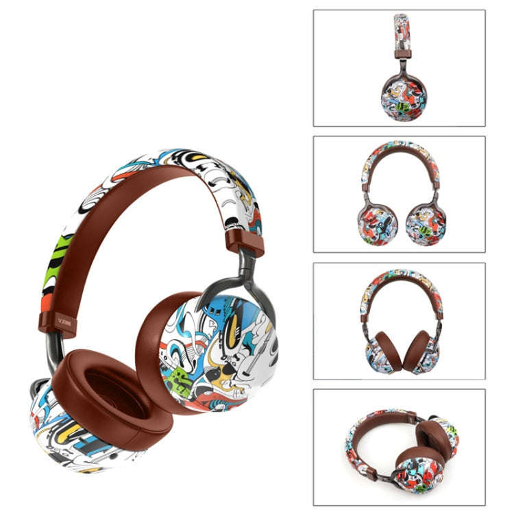 VJ086 Graffiti Headset Wireless Sports Bluetooth Headset Water Transfer Color Print Headset, Supp...