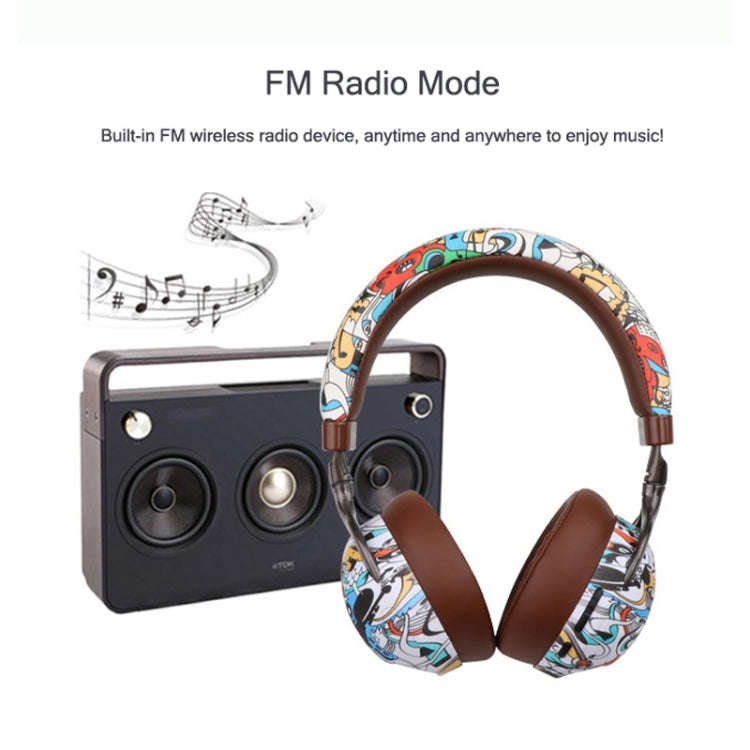 VJ086 Graffiti Headset Wireless Sports Bluetooth Headset Water Transfer Color Print Headset, Supp...