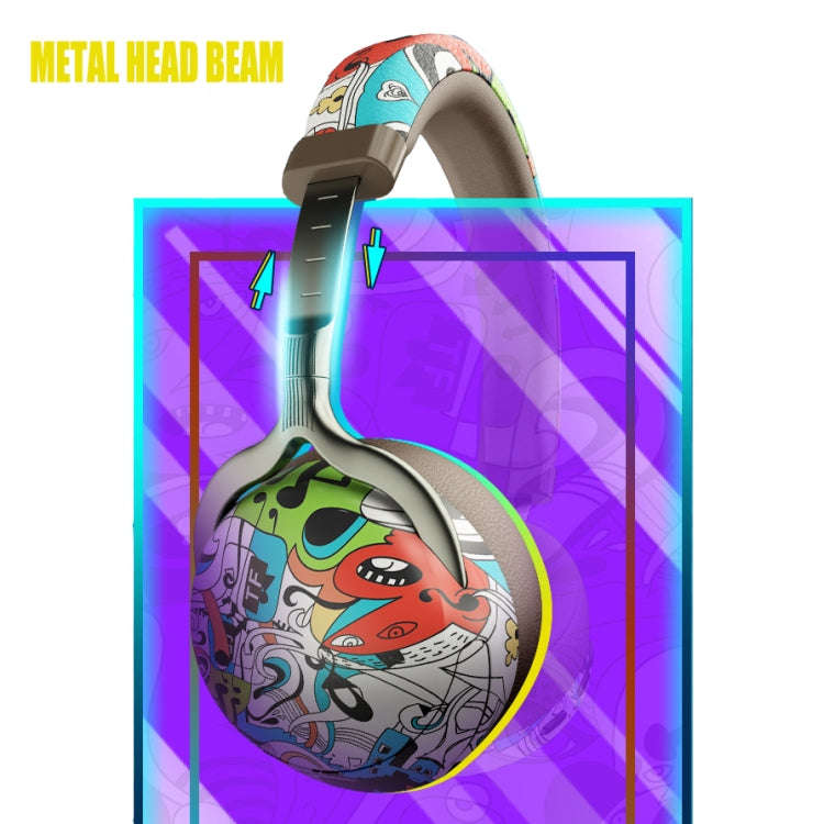 VJ086 Graffiti Headset Wireless Sports Bluetooth Headset Water Transfer Color Print Headset, Supp...