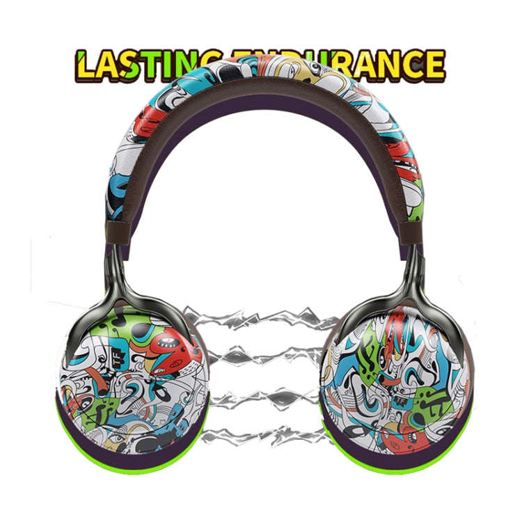 VJ086 Graffiti Headset Wireless Sports Bluetooth Headset Water Transfer Color Print Headset, Supp...
