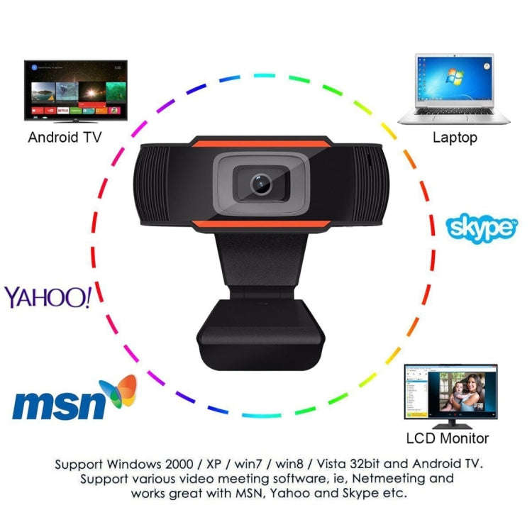 HXSJ A870 Webcam HD 480P PC Camera with Absorption Microphone MIC for Skype for Android TV   Rota...
