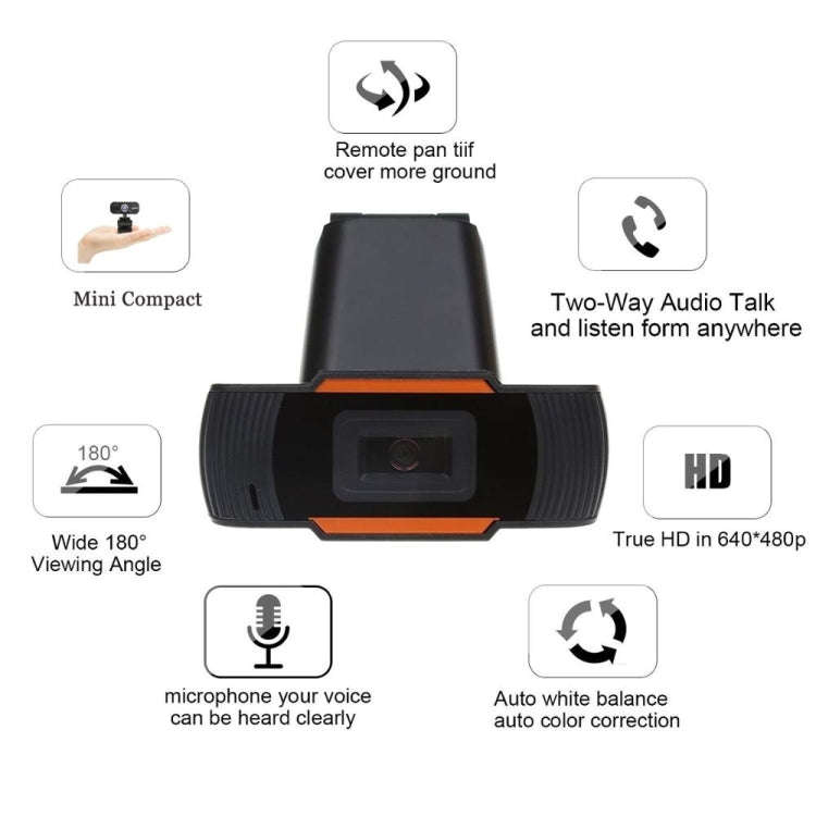HXSJ A870 Webcam HD 480P PC Camera with Absorption Microphone MIC for Skype for Android TV   Rota...