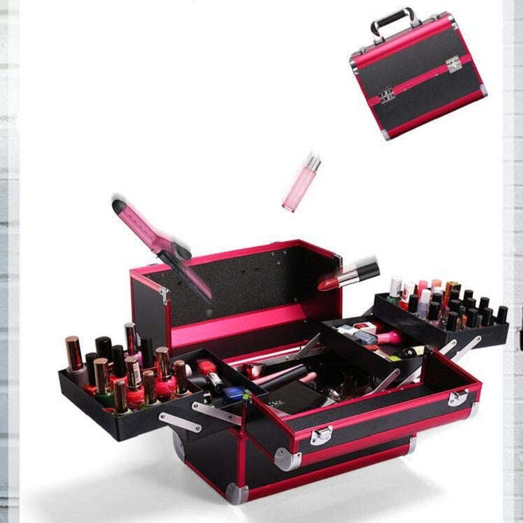Professional Makeup Box Beauty Salon Manicure Toolbox, Magic Red, Coral Powder, Elegant Black, No...