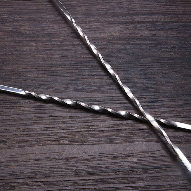 2 PCS Stainless Steel Long Handle Fork Spoon Cocktail Ice Stirrer Double Head Wine Mixing Stick