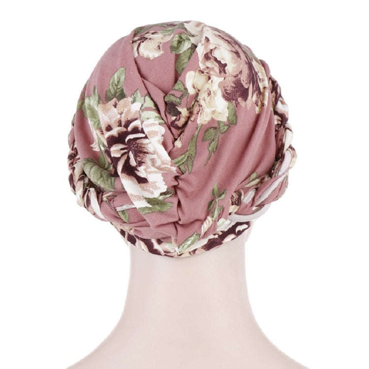 Women Printed Brushed Milk Silk Turban Hat Short Pullover Hat, One Size