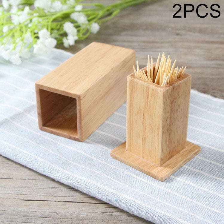 2 PCS Natural Bamboo Toothpick Box Square Restaurant Hotel Toothpick Can with Lid, Bamboo Toothpi...