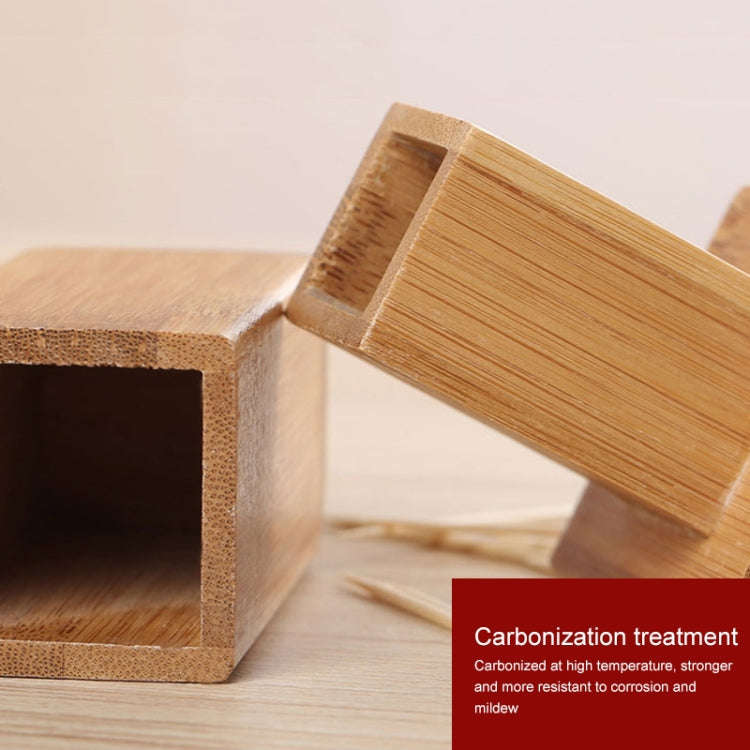 2 PCS Natural Bamboo Toothpick Box Square Restaurant Hotel Toothpick Can with Lid, Bamboo Toothpi...