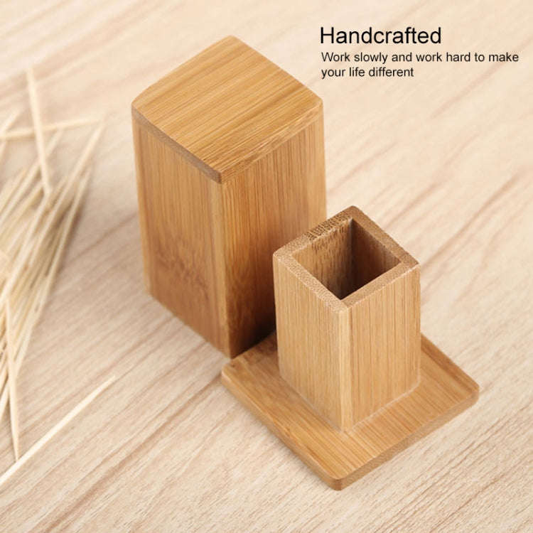 2 PCS Natural Bamboo Toothpick Box Square Restaurant Hotel Toothpick Can with Lid, Bamboo Toothpi...