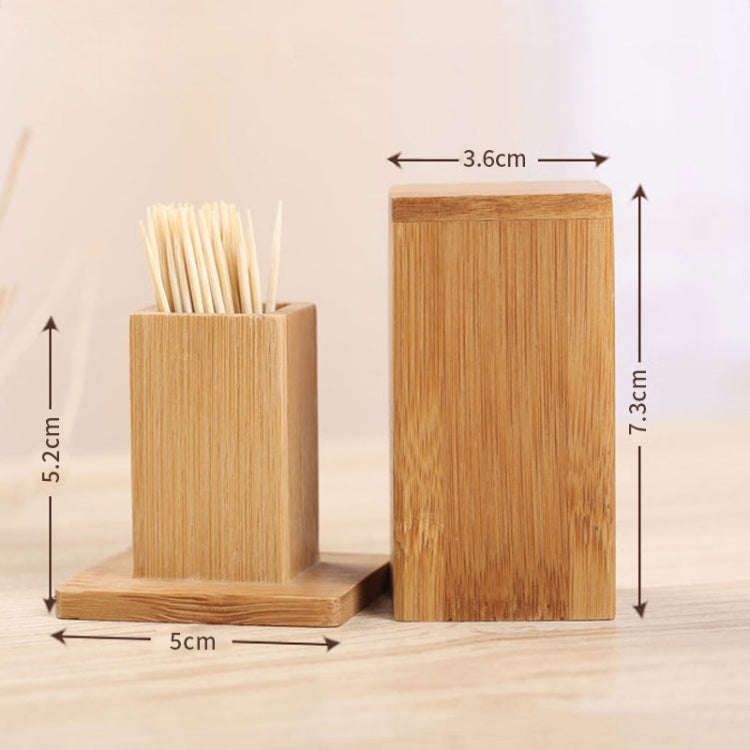 2 PCS Natural Bamboo Toothpick Box Square Restaurant Hotel Toothpick Can with Lid, Bamboo Toothpi...