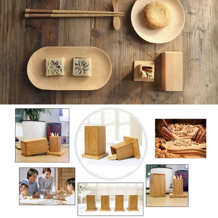 2 PCS Natural Bamboo Toothpick Box Square Restaurant Hotel Toothpick Can with Lid, Bamboo Toothpi...