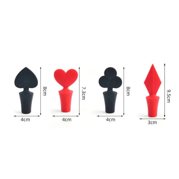 Silicone Wine Stopper Poker Series Wine Stopper, 12 PCS Peach Heart Shape, 12 PCS Poker Shape, 12...
