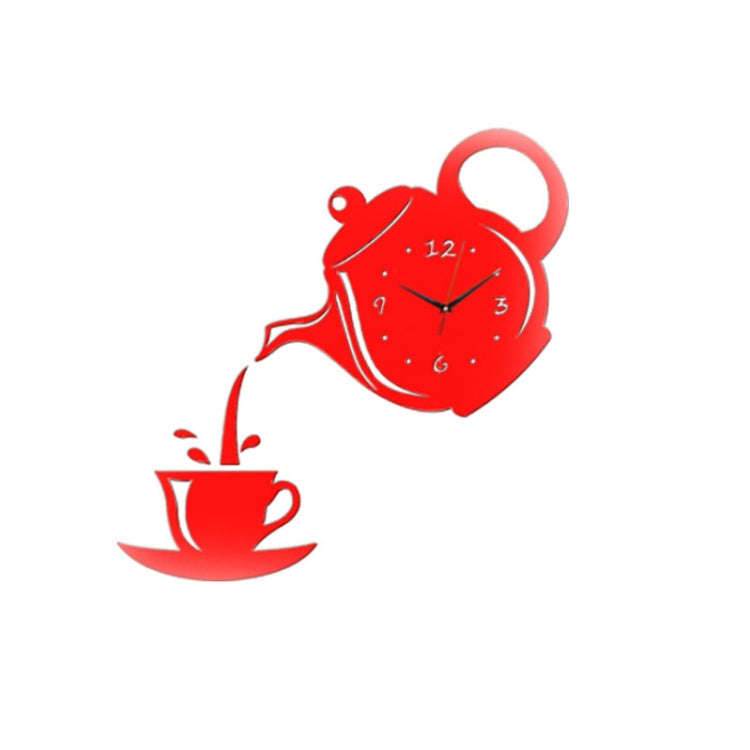 Creative DIY Acrylic Coffee Cup Teapot 3D Wall Clock Decorative Kitchen Wall Clocks Living Room D...