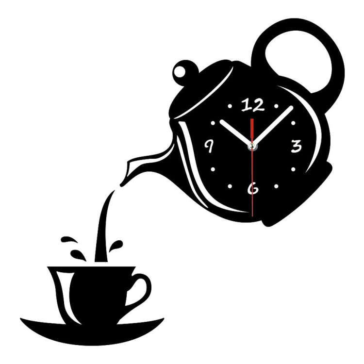 Creative DIY Acrylic Coffee Cup Teapot 3D Wall Clock Decorative Kitchen Wall Clocks Living Room D...