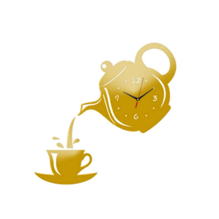 Creative DIY Acrylic Coffee Cup Teapot 3D Wall Clock Decorative Kitchen Wall Clocks Living Room D...