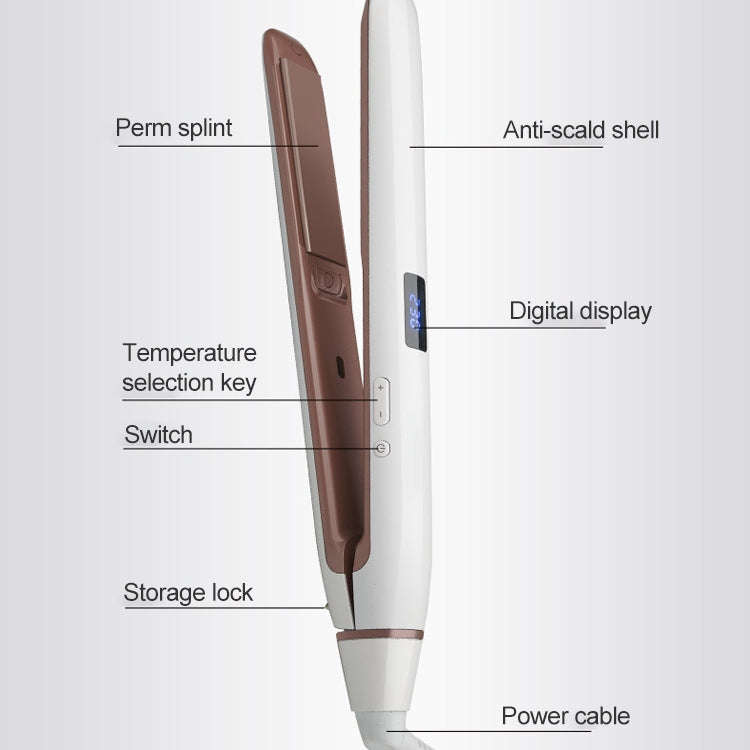 Professional Hair Straightener LED Display Ceramic Coating Plate Ionic Curling Flat Iron