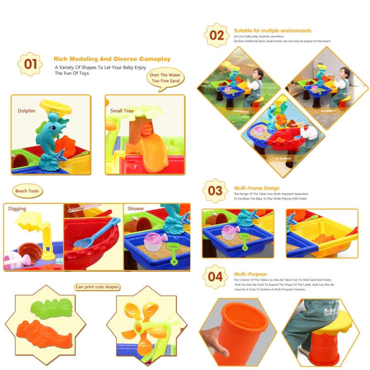 Outdoor Sandy Beach Table Toys Set for Kids, Beach Table(Tree and Round Table), Beach Table(Dolph...