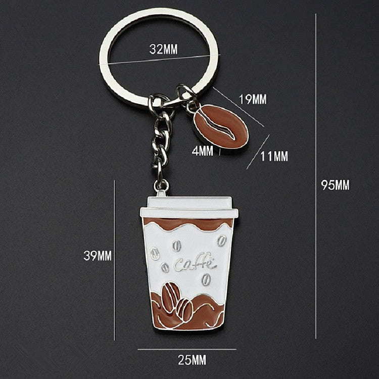 2 PCS Coffee Cup Keychain Creative Metal Pendant Small Gift, Coffee Cup Shape