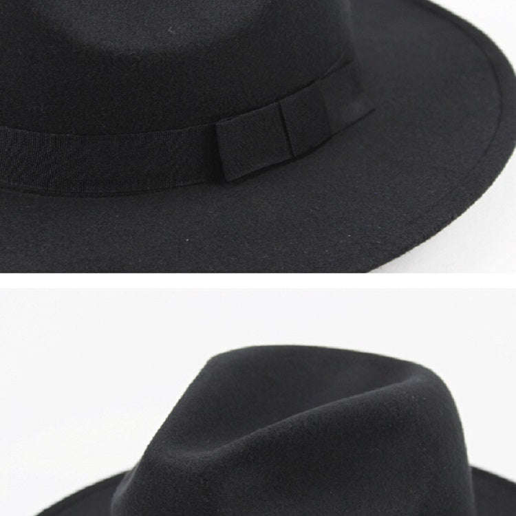Men / Women Retro British Style Wool Jazz Cap Big Edge Sun Hat