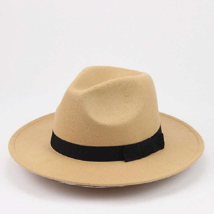 Men / Women Retro British Style Wool Jazz Cap Big Edge Sun Hat