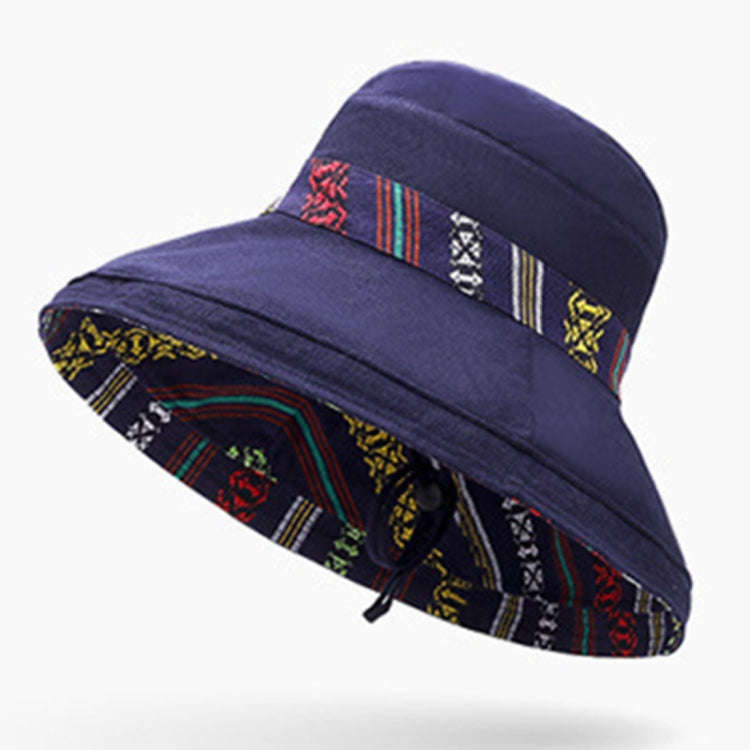 Summer Ladies National Style Double-sided Wearable Beach Hats Big Edge Sunhat, One Size
