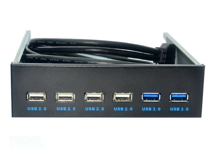 6 Ports 5.25 Inch Floppy Bay Front Panel With Power Adapter USB Hub Spilitter 2 Ports USB 3.0 + 4...
