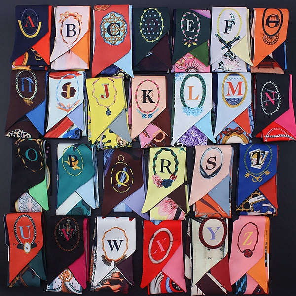 Letter Tarot Small Scarf for Women, Width: 6.2cm, J, K, L, M, N, O, P, Q, R, S, V, W