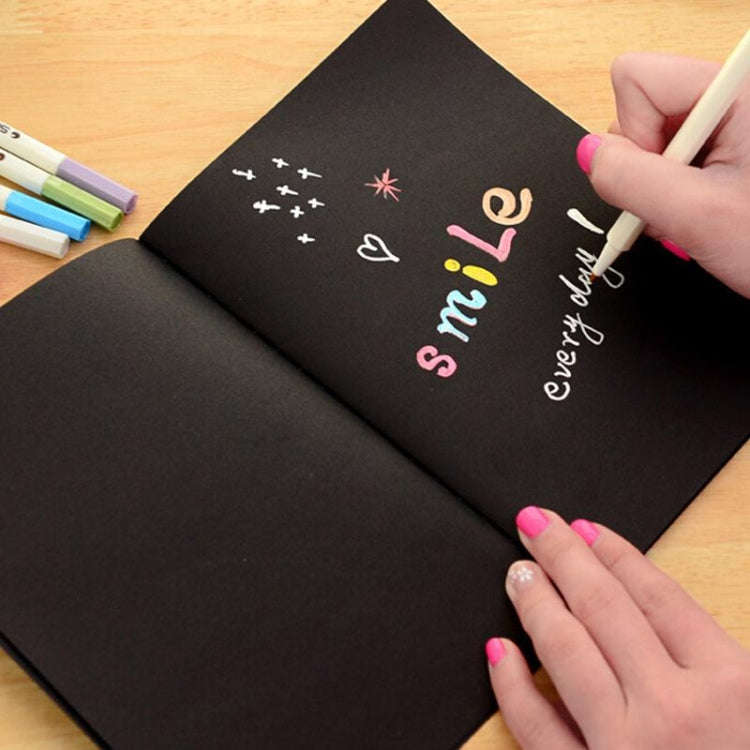Sketchbook Diary Drawing Painting Graffiti Soft Cover Black Paper Sketch Book Notebook Office Sch...