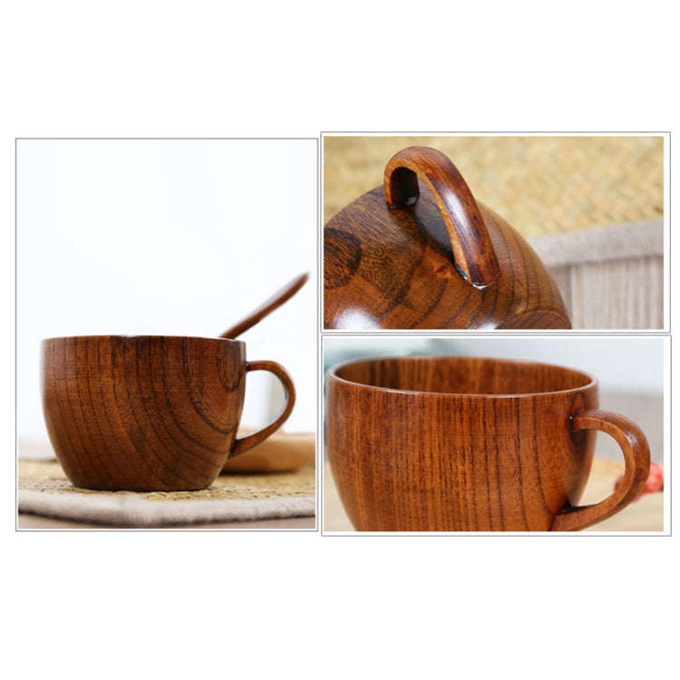 Mini Retro Handmade Wooden Coffee Tea Juice Water Cup Breakfast Beer Milk Drinkware with Handle, ...