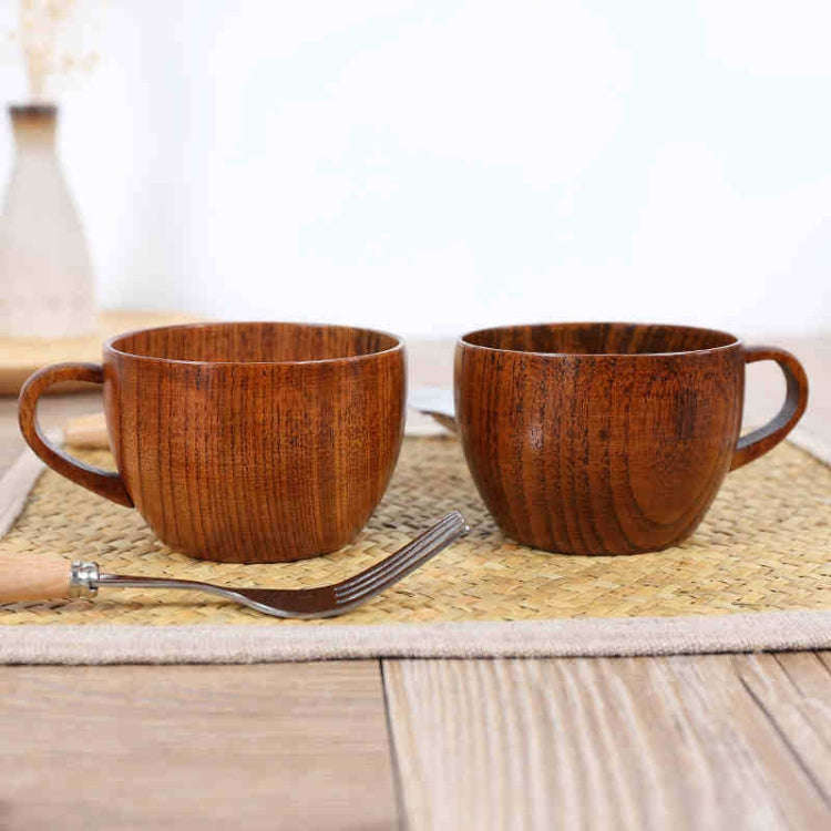 Mini Retro Handmade Wooden Coffee Tea Juice Water Cup Breakfast Beer Milk Drinkware with Handle, ...