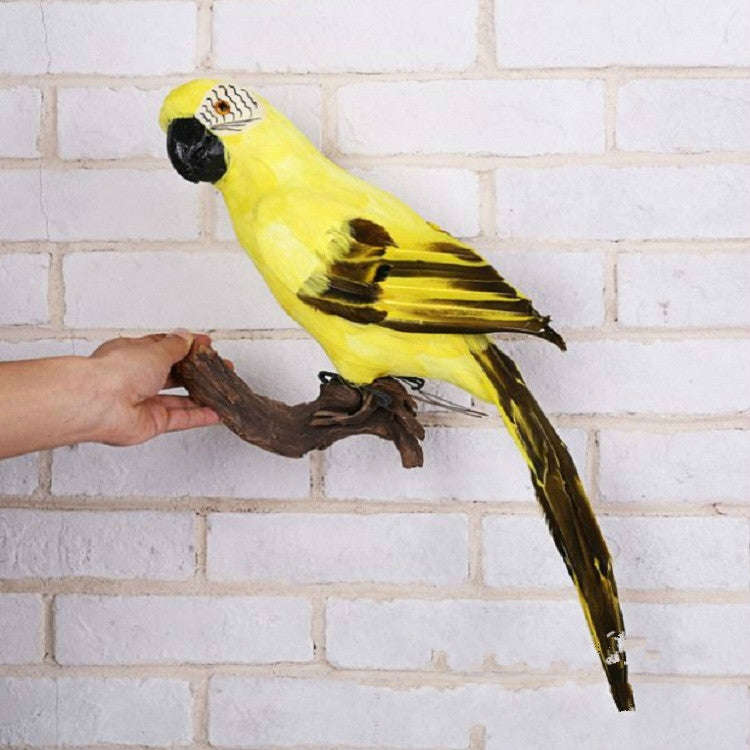 45CM Simulation Parrot Simulation Bird Macaw Foam Feather Parrot Sen Gardening Decoration, Yellow...
