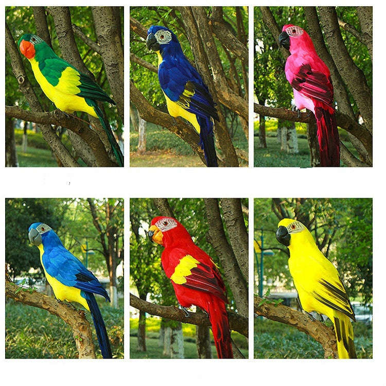 45CM Simulation Parrot Simulation Bird Macaw Foam Feather Parrot Sen Gardening Decoration, Yellow...