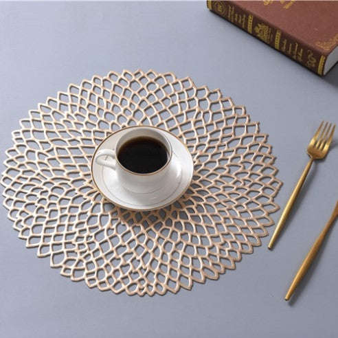 Table Bowl Mats Home Decor Placemat For Dining Table PVC Plastic Hollow Insulation Round Baroque ...