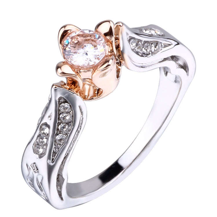 Rose Flower with Diamond Wedding Ring for Women, 5, 8, 10