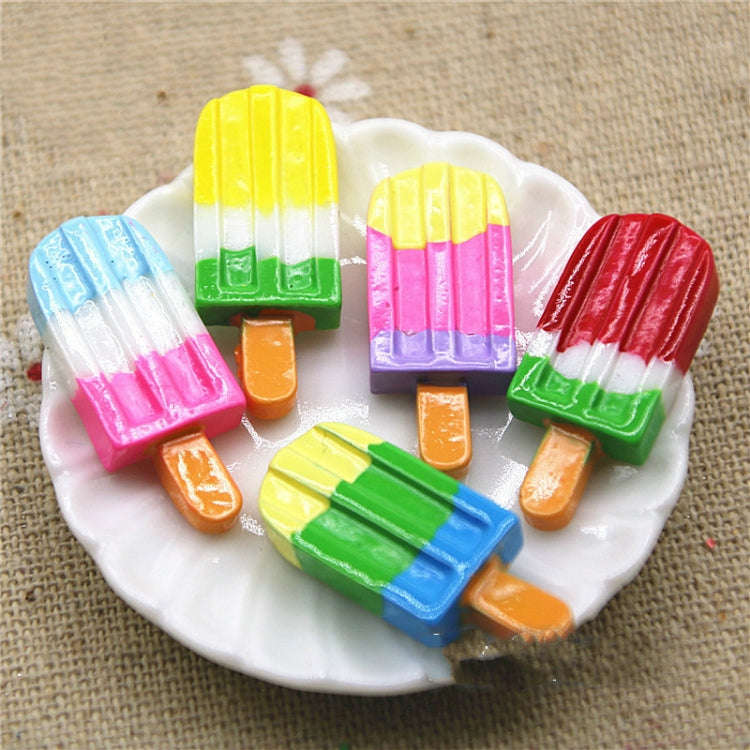 10 PCS Rainbow Ice Cream Stick Resin Flat Back Cabochon Imitation Dessert Art Decoration