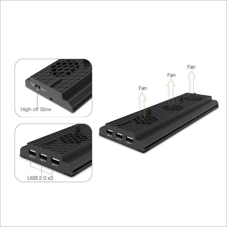 DOBE TYX-1768 Heat Dissipate Vertical Stand Base Cooling Dock Cooling Fan Bracket for XBOX One X ...