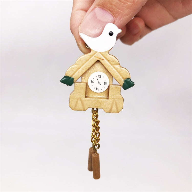 3 PCS 1:12 mini Dull House Dollhouse Wooden Wall Clock Bird Clock House Toy Simulation Clock Mode...