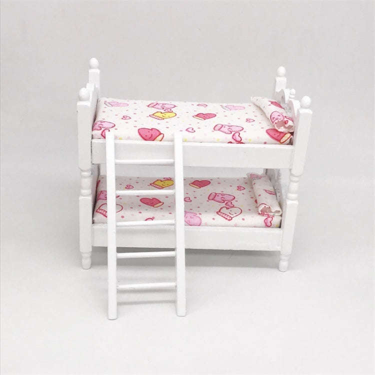 1:12 Mini House Toy Simulation Children Wooden Bunk Bed
