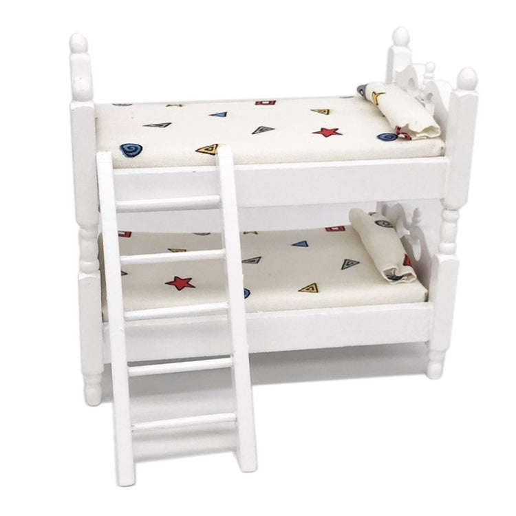 1:12 Mini House Toy Simulation Children Wooden Bunk Bed