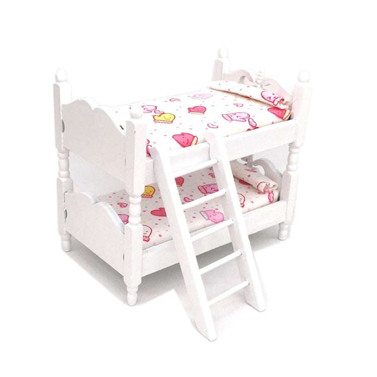 1:12 Mini House Toy Simulation Children Wooden Bunk Bed